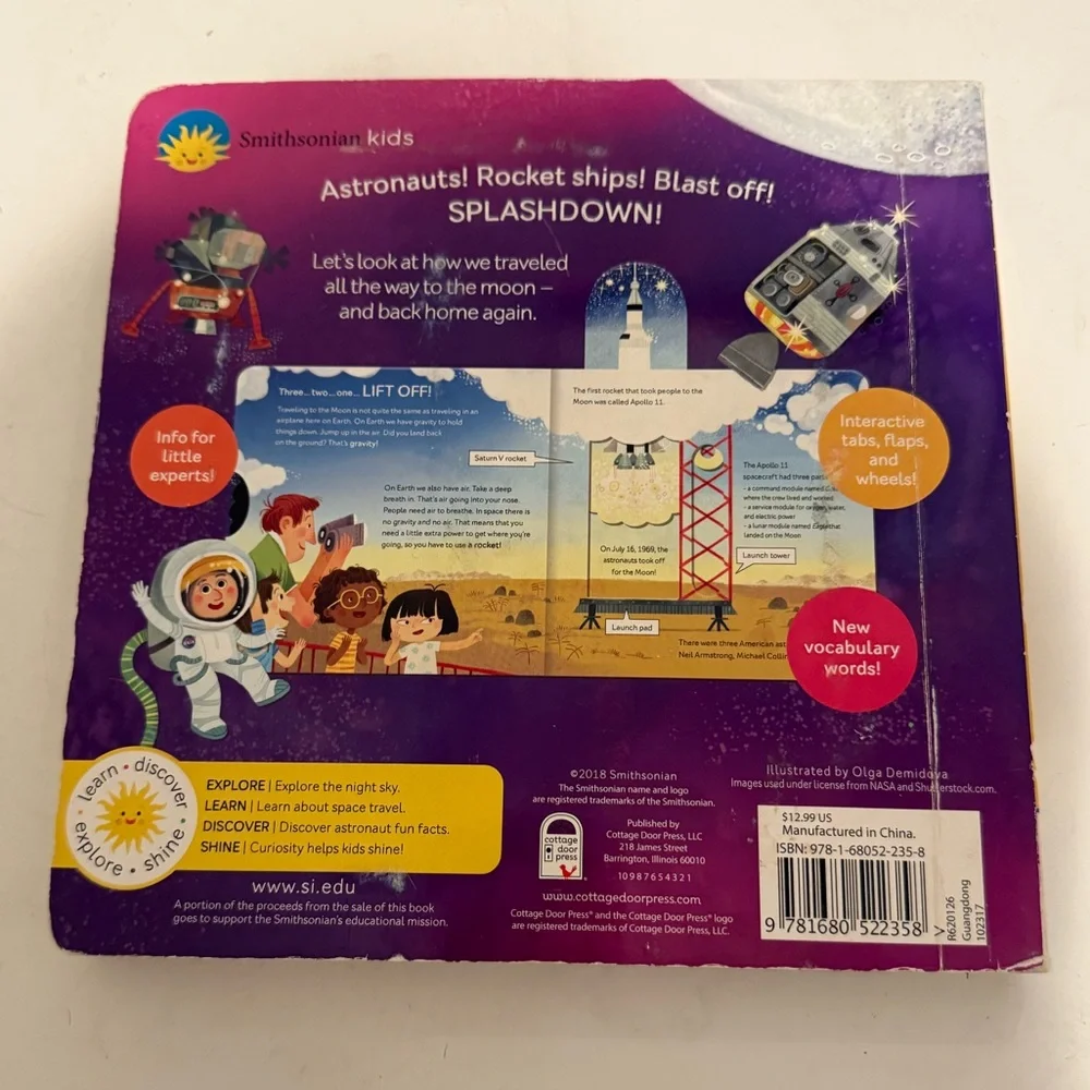 Smithsonian Kids to the Moon and Back Flaps Board Book --Cottage Door Press